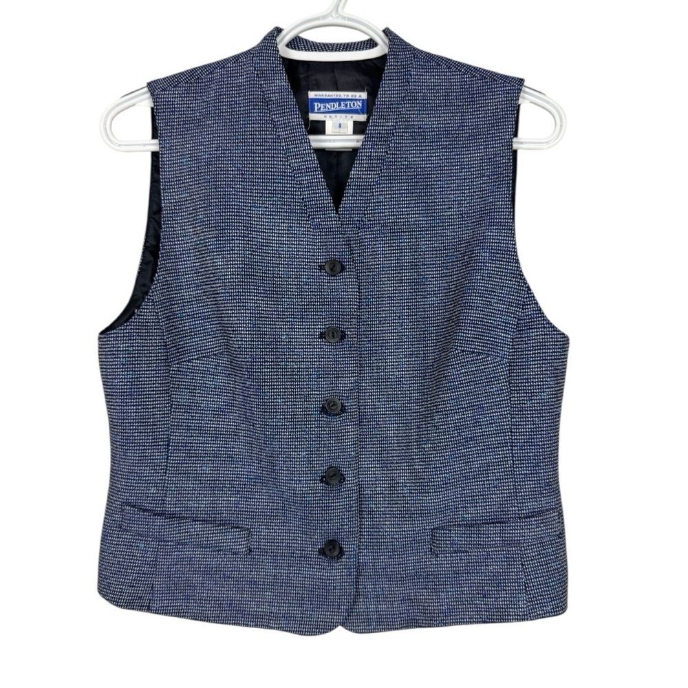 Pendleton Vest Wool Plaid button Vtg V neck sz 8